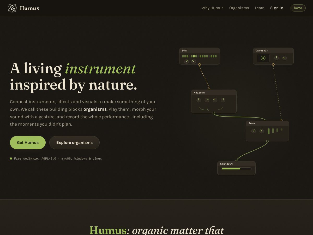 Landing-page snapshot of humus.art