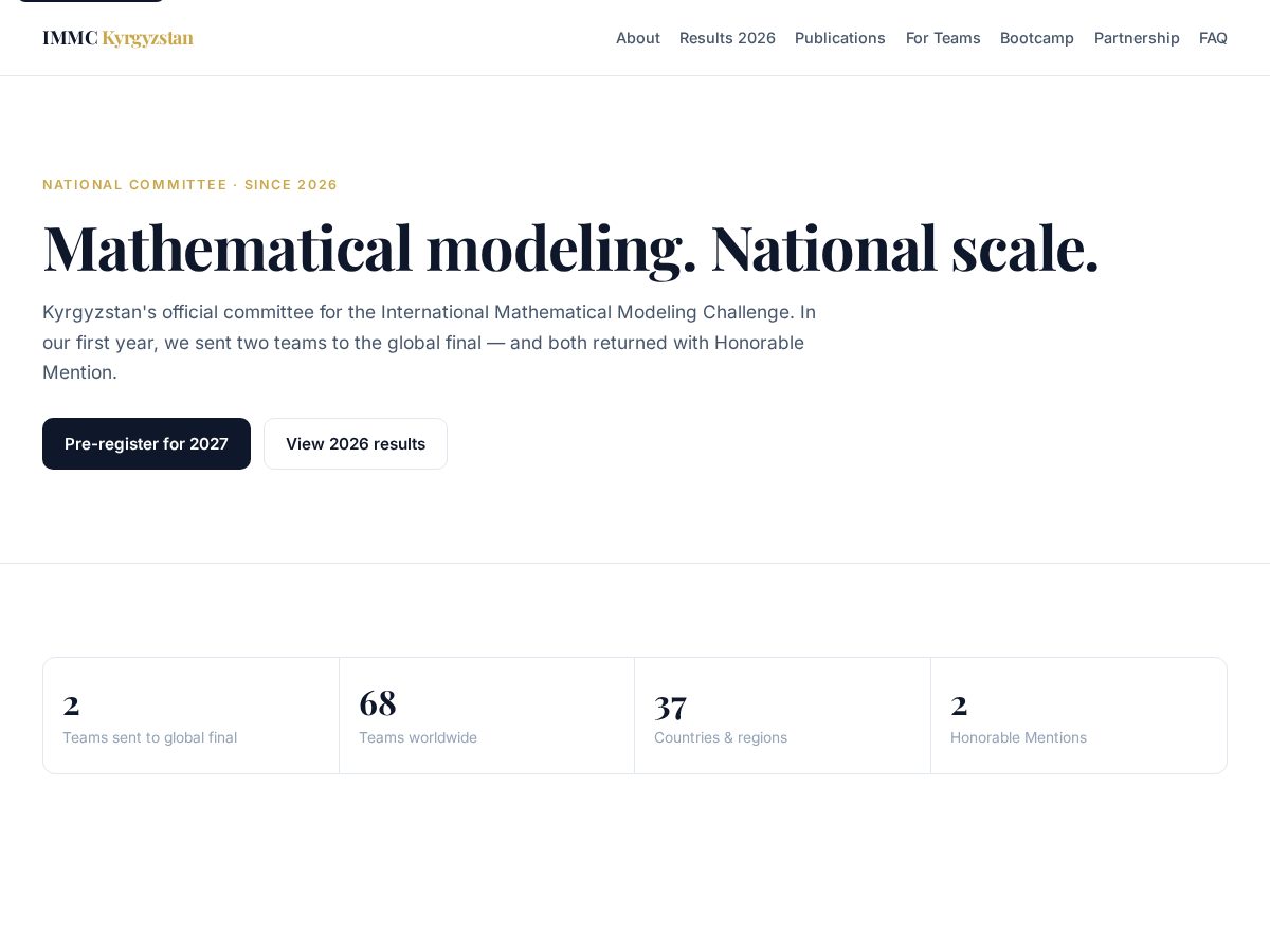 Landing-page snapshot of immckyrgyzstan.org