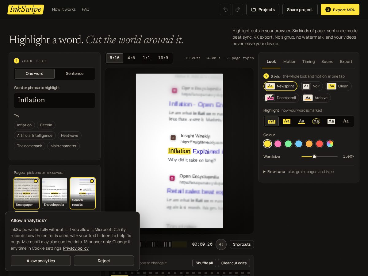 Landing-page snapshot of inkswipe.app
