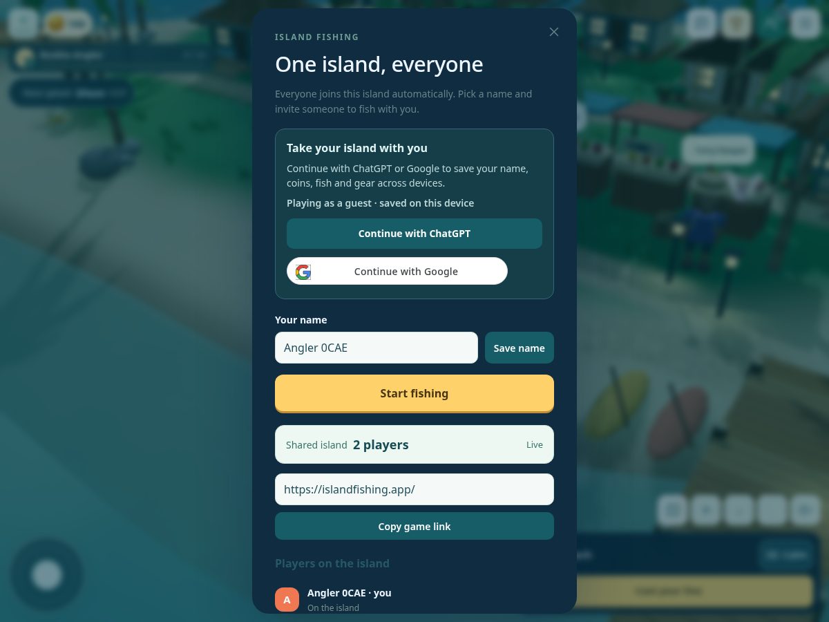 Landing-page snapshot of islandfishing.app