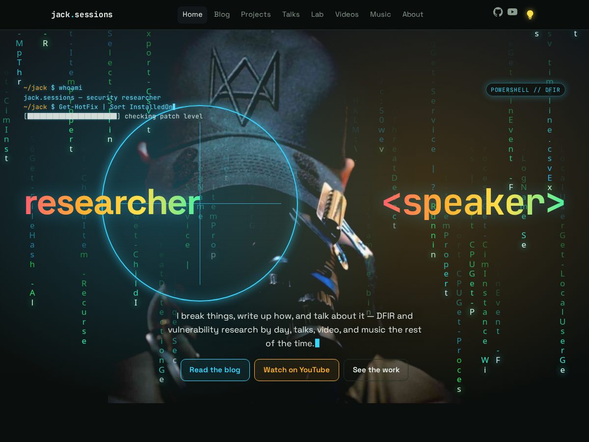 Landing-page snapshot of jacksessions.dev