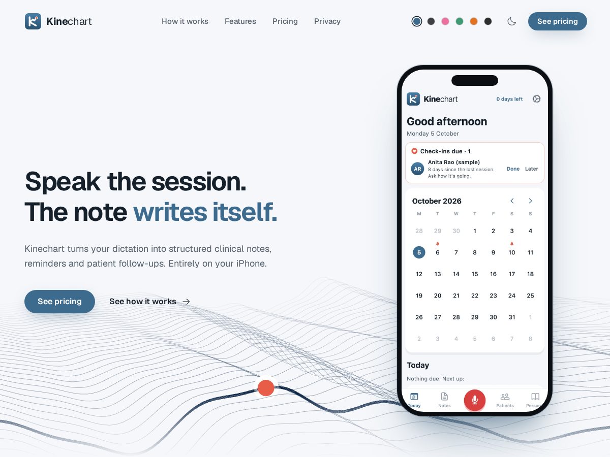 Landing-page snapshot of kinechart.com