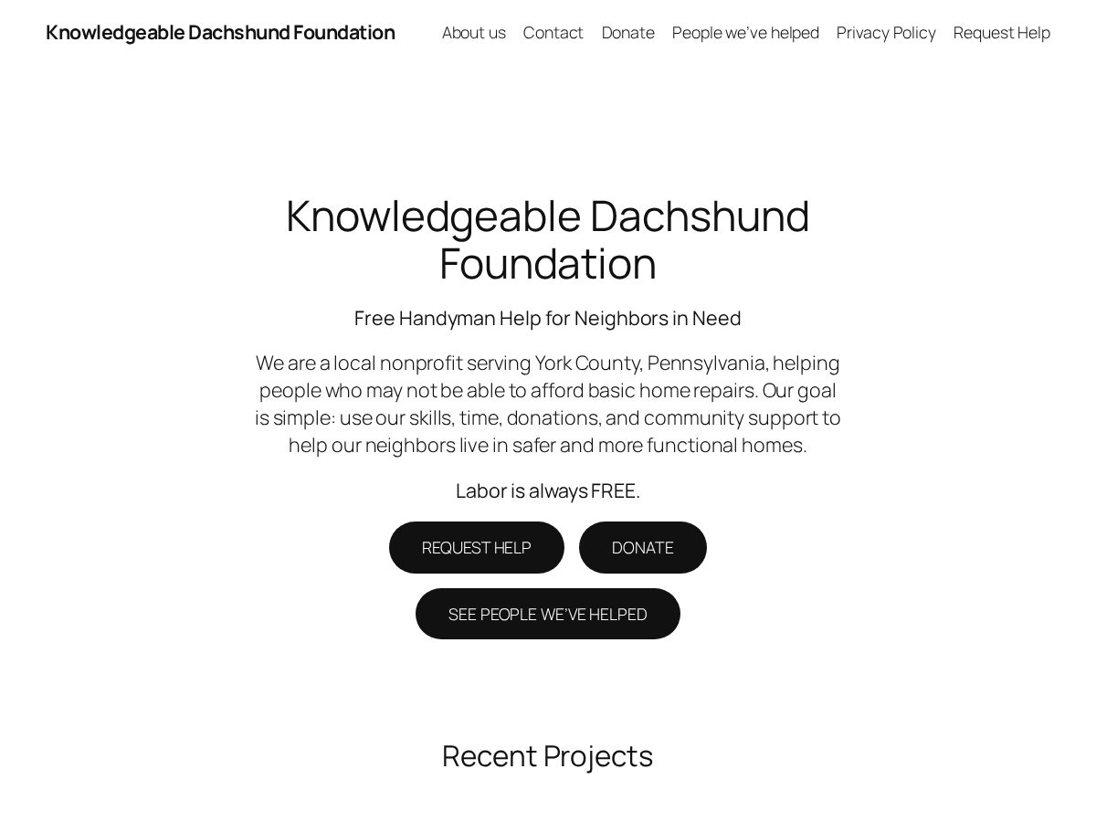 Landing-page snapshot of knowledgeabledachshundfoundation.com