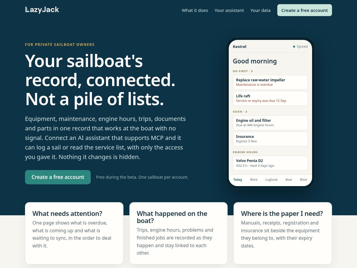 Landing-page snapshot of lazyjack.app
