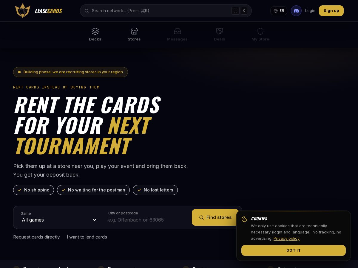 Landing-page snapshot of leasecards.com