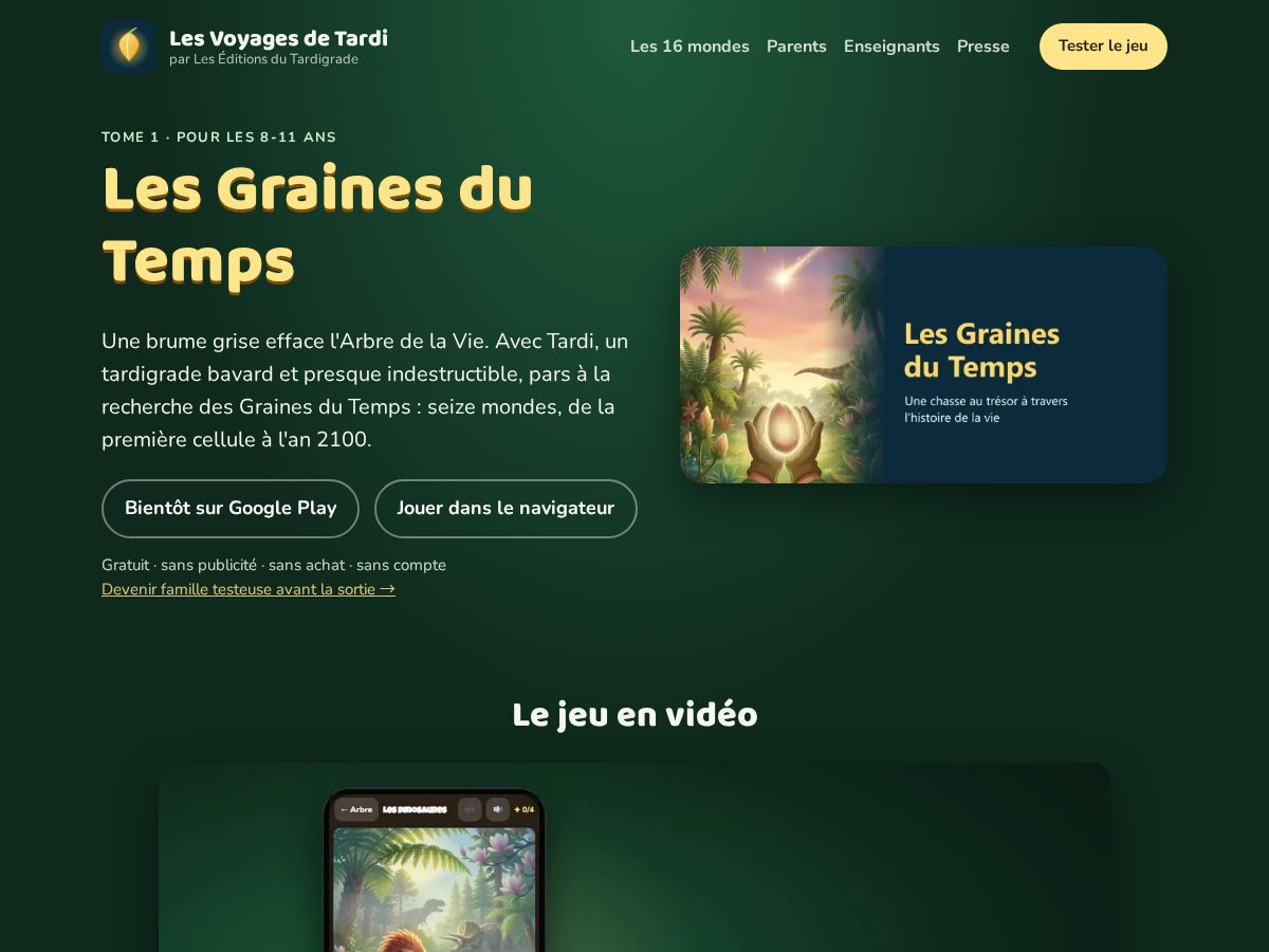 Landing-page snapshot of lesvoyagesdetardi.com