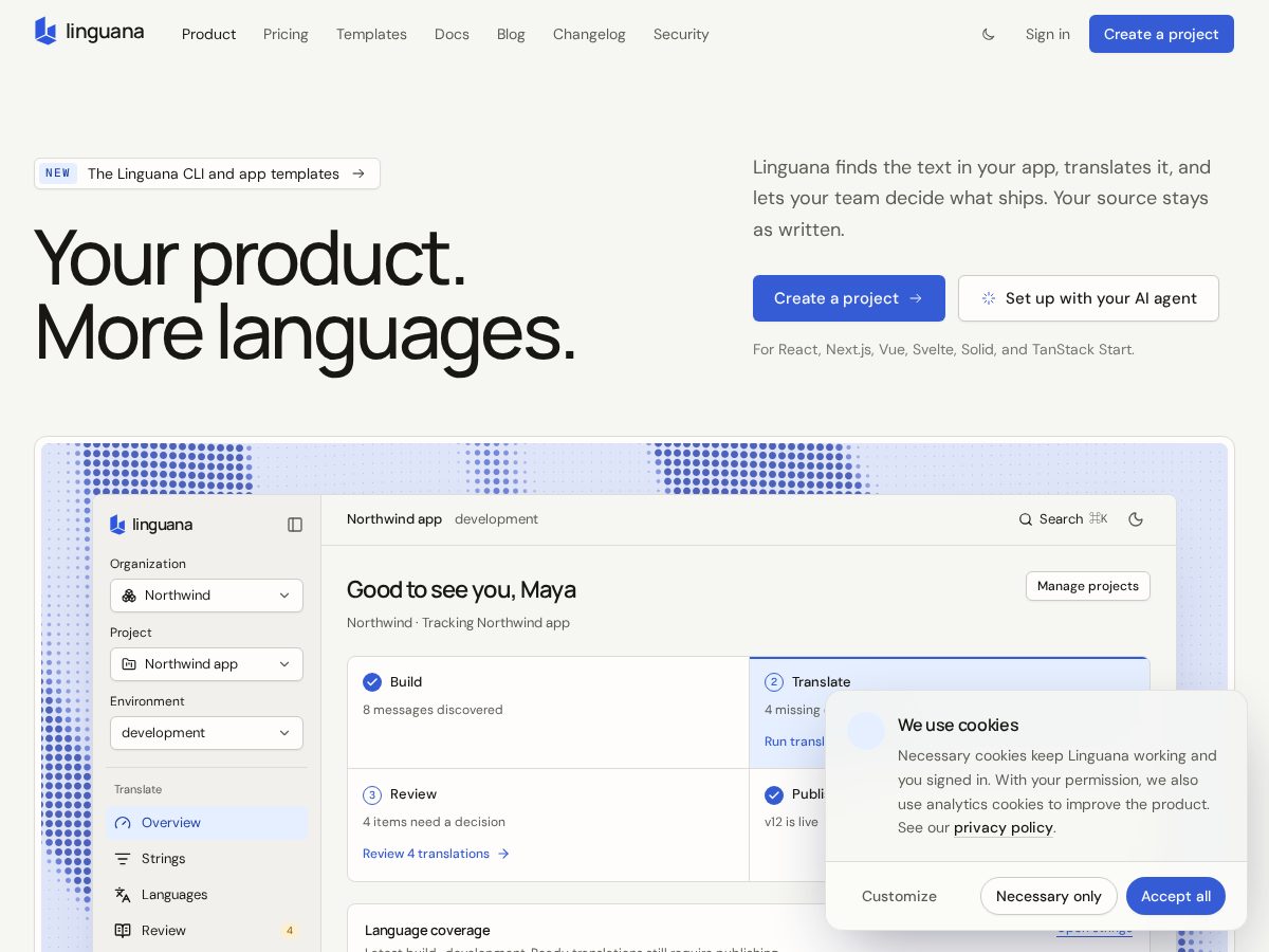Landing-page snapshot of linguana.dev