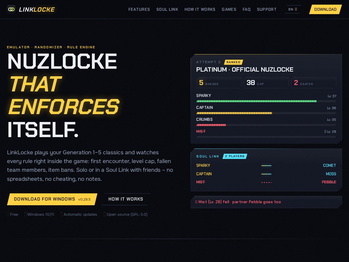 Landing-page snapshot of linklocke.com