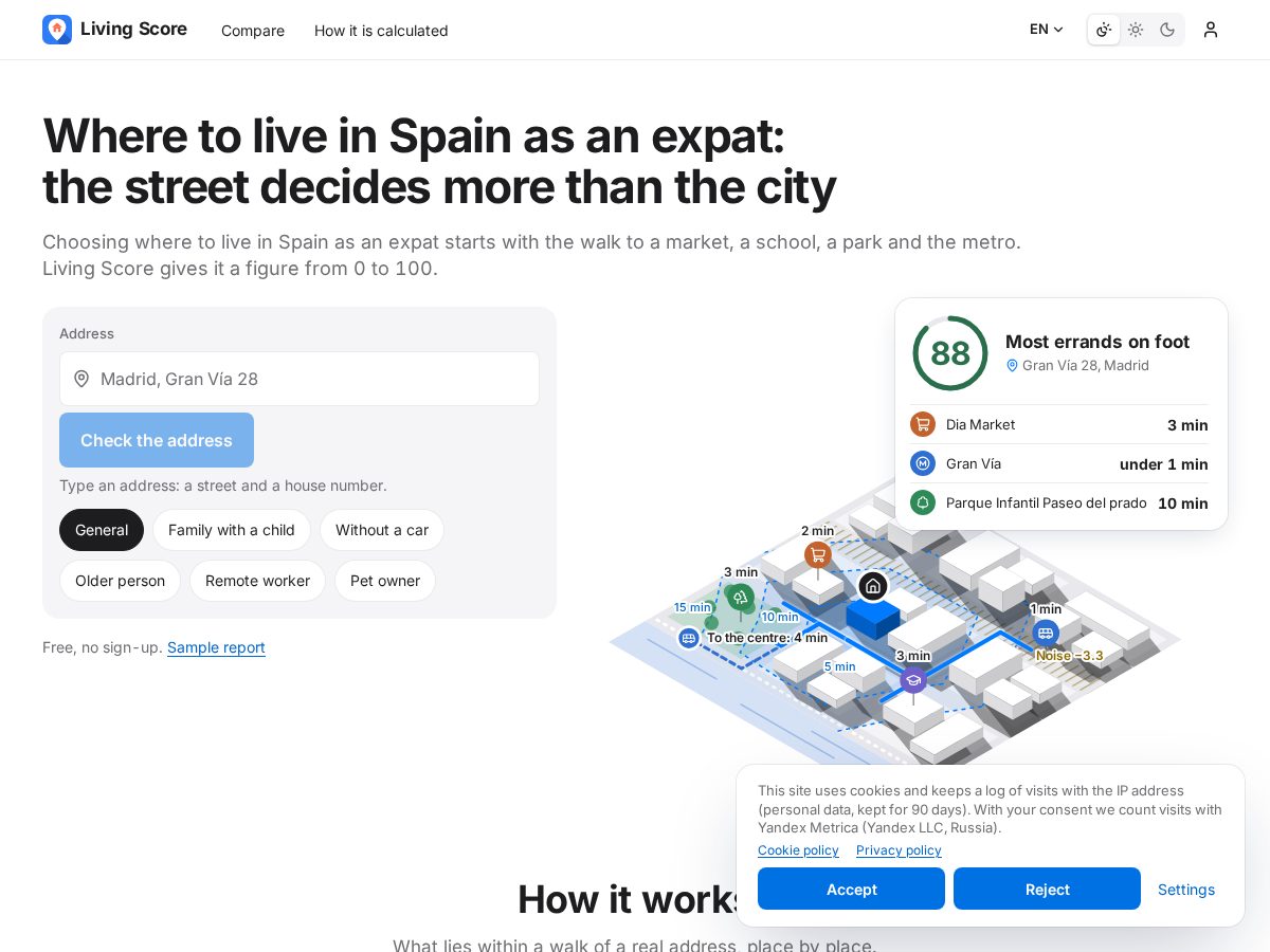 Landing-page snapshot of living-score.com