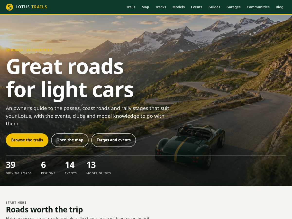 Landing-page snapshot of lotustrails.com