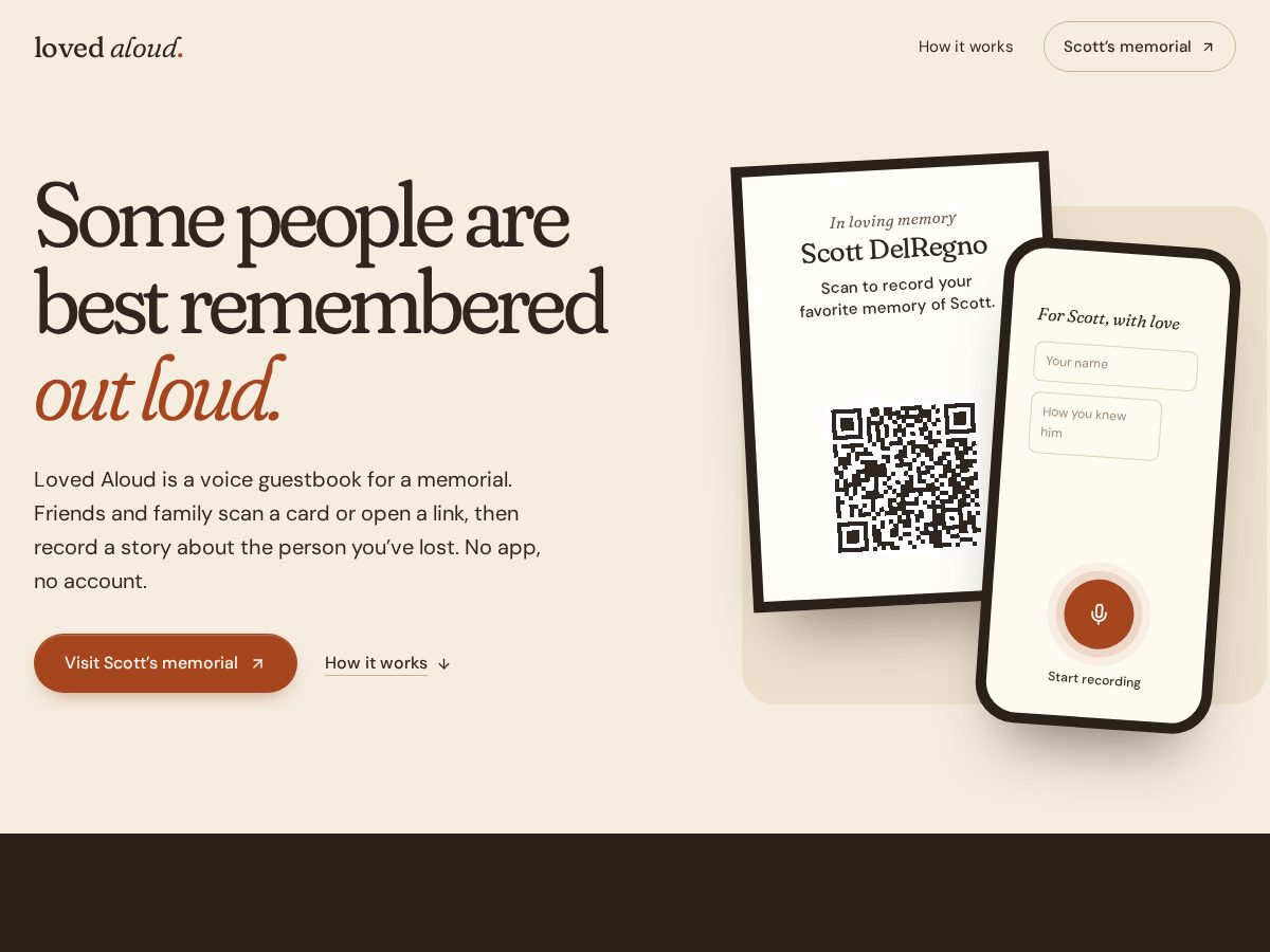 Landing-page snapshot of lovedaloud.com