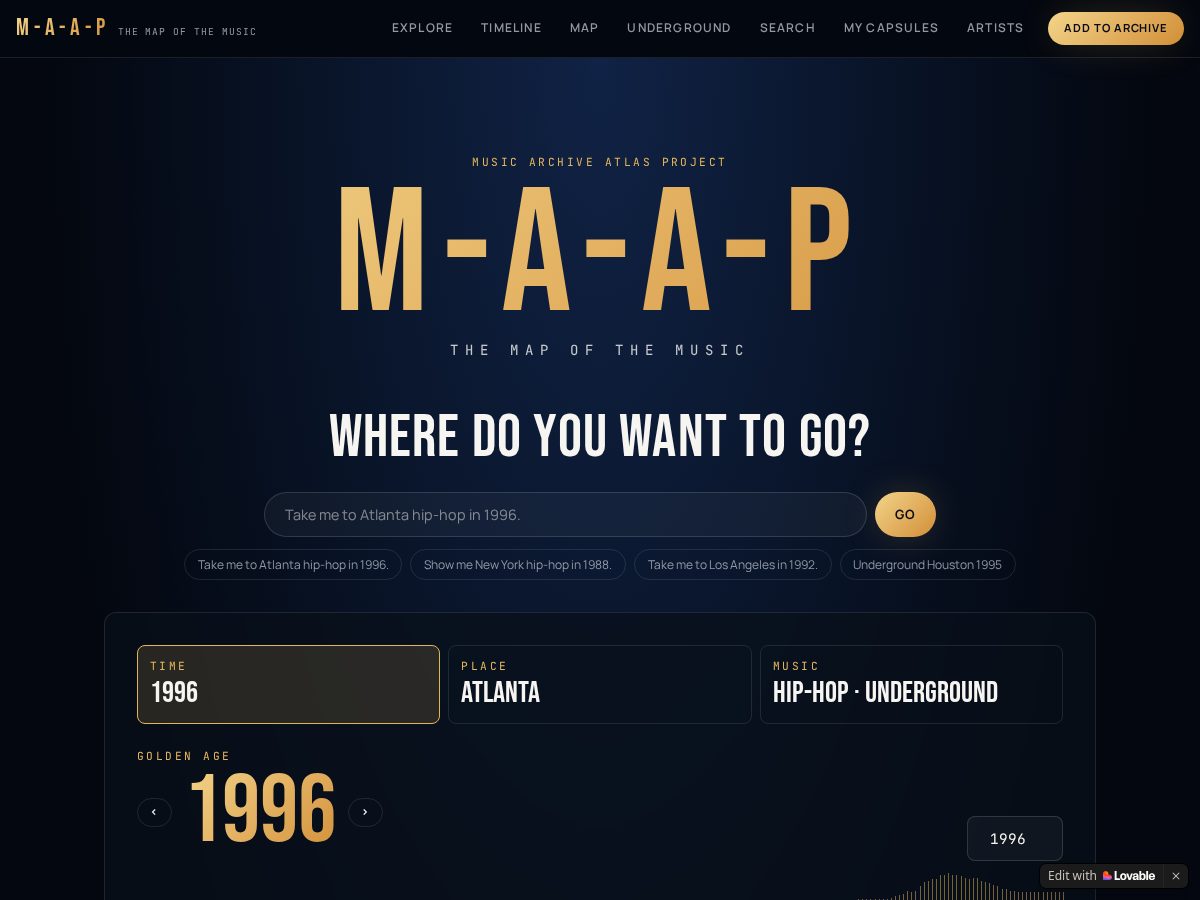 Landing-page snapshot of maapmusic.app