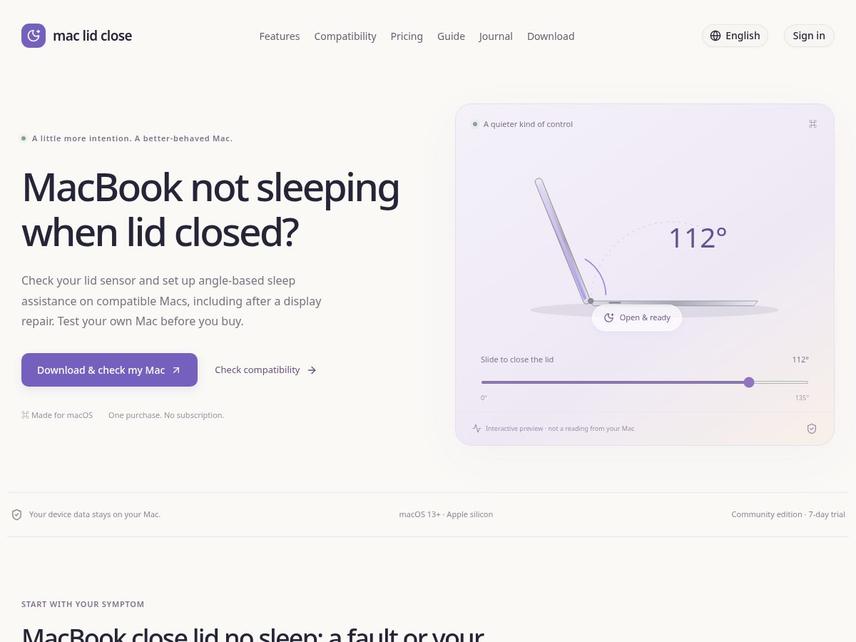 Landing-page snapshot of maclidclose.com