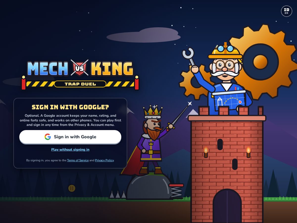 Landing-page snapshot of mechvsking.com