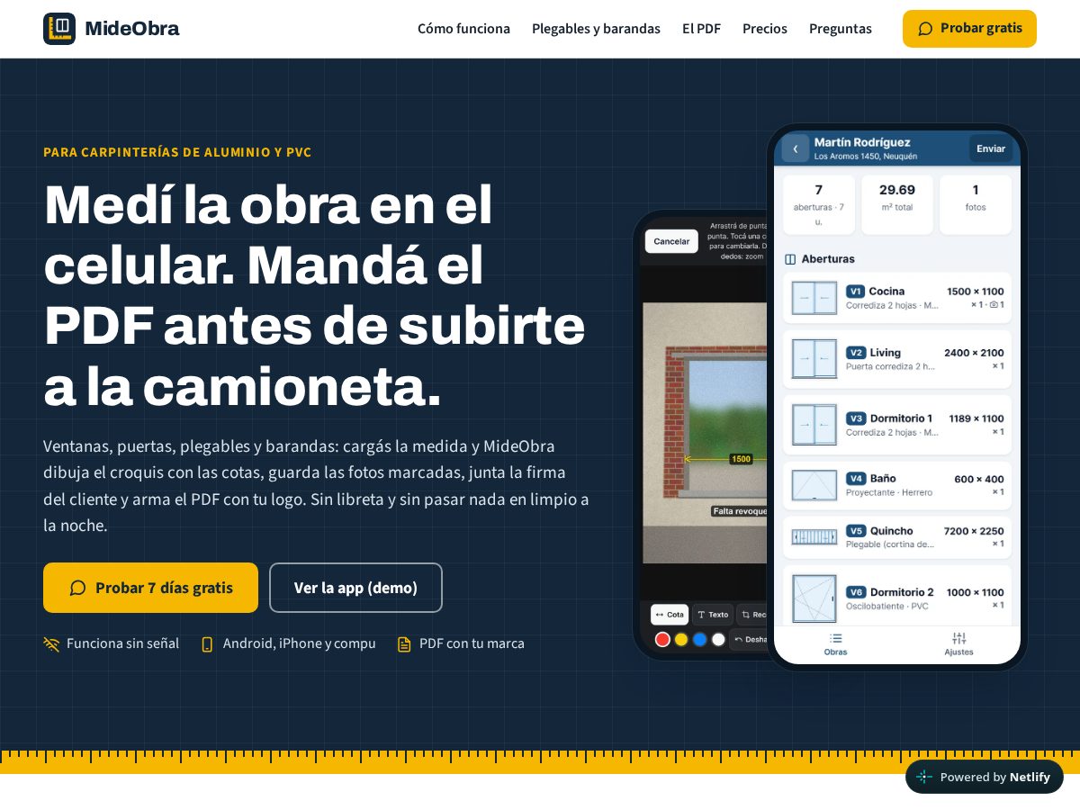 Landing-page snapshot of mideobra.com