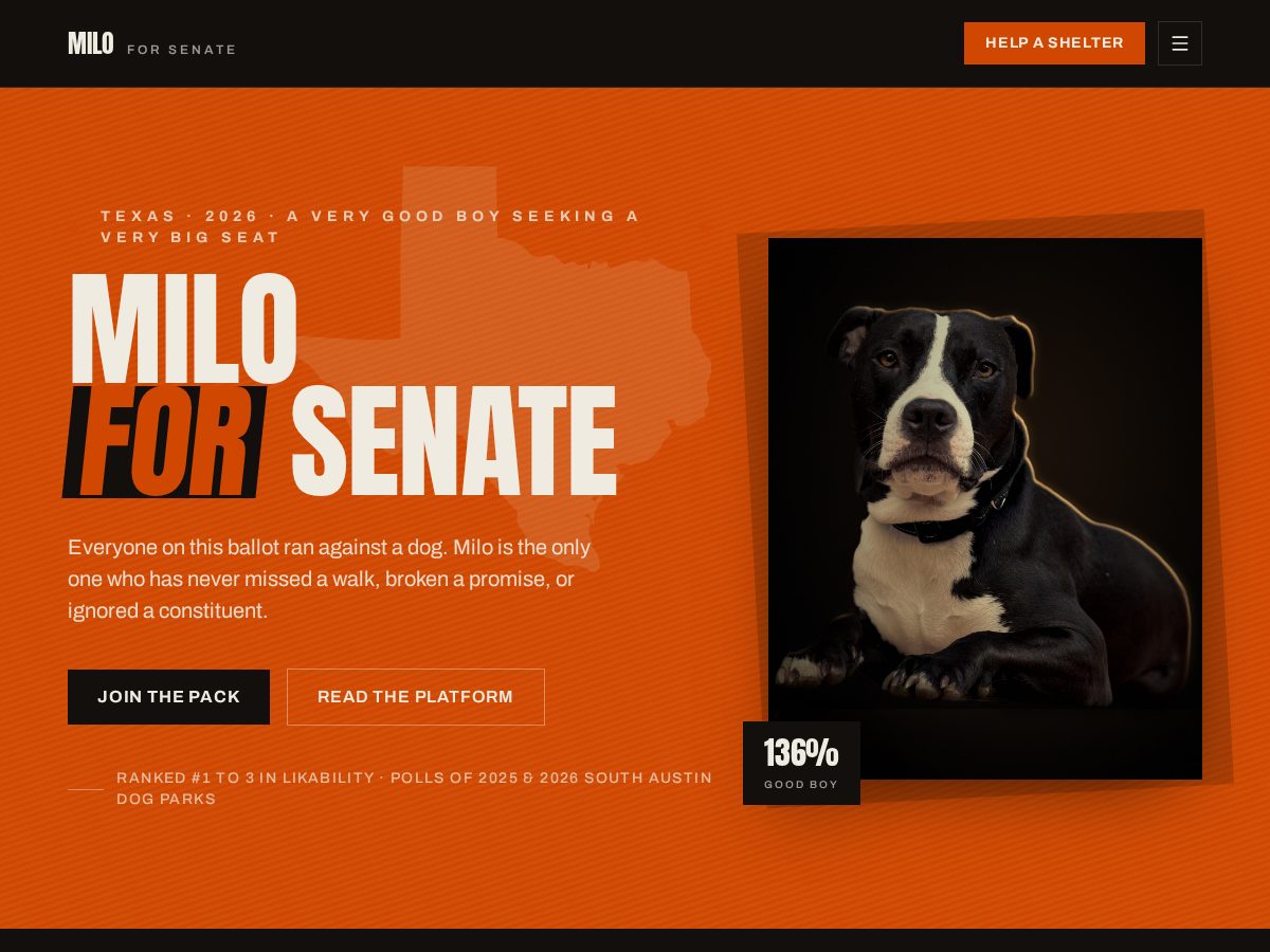Landing-page snapshot of milofortexas.com