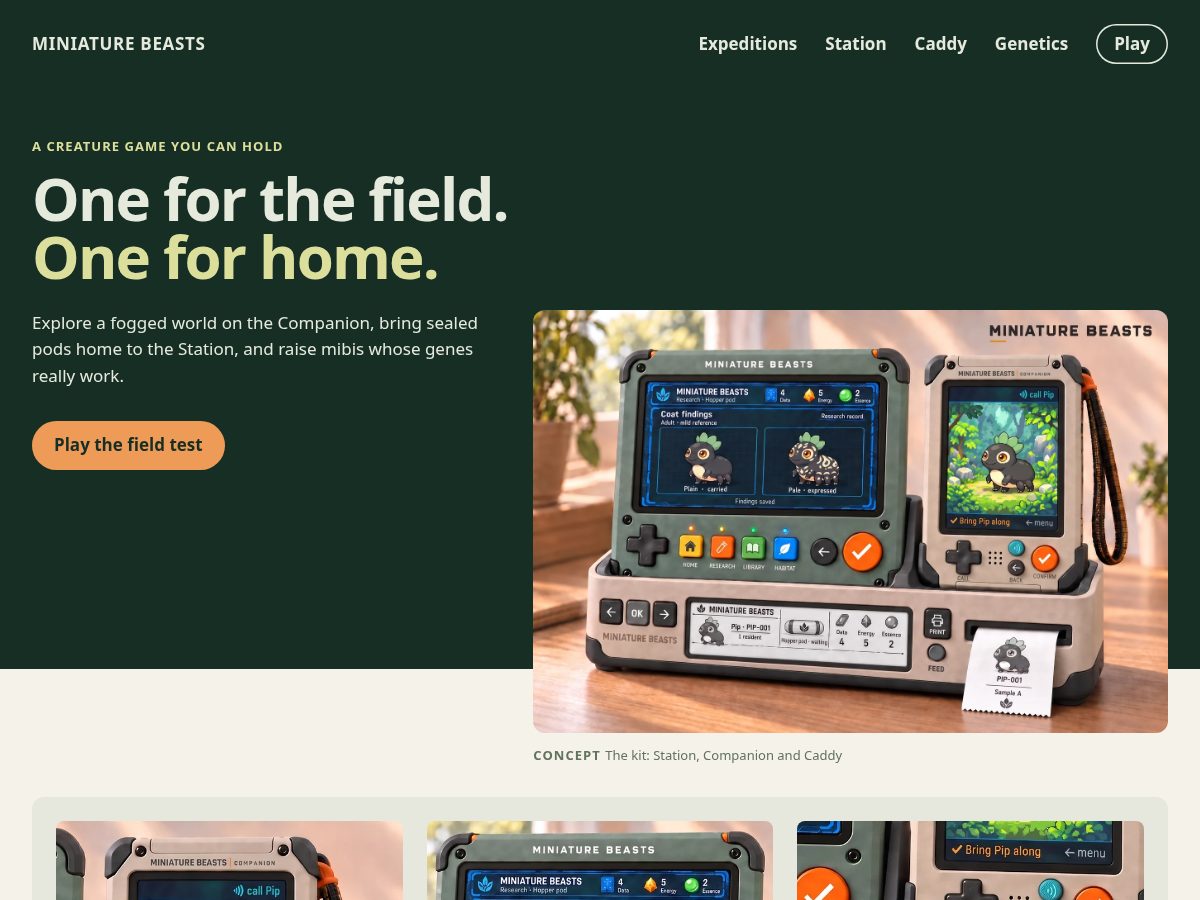 Landing-page snapshot of miniaturebeasts.com