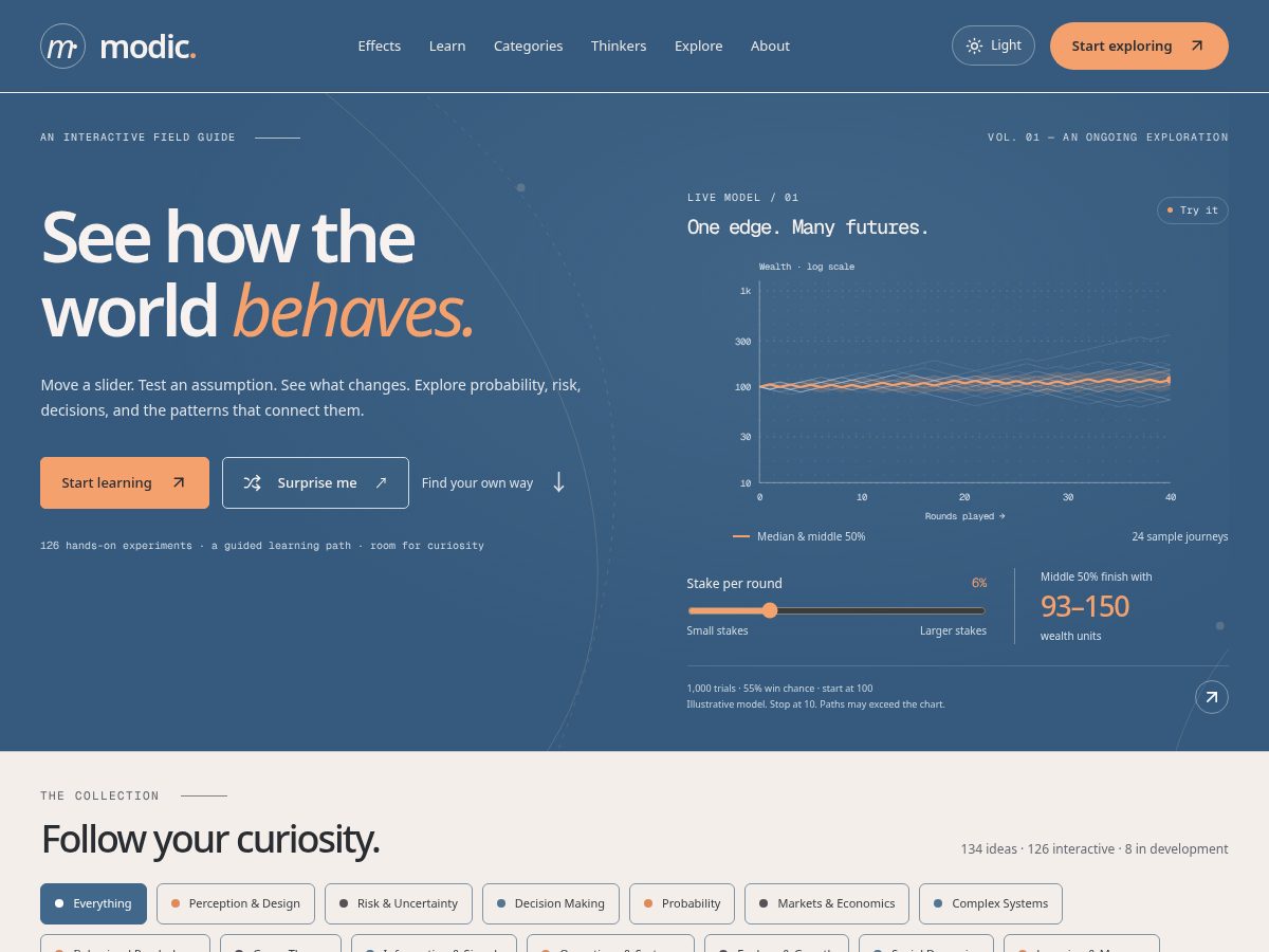 Landing-page snapshot of modic.app