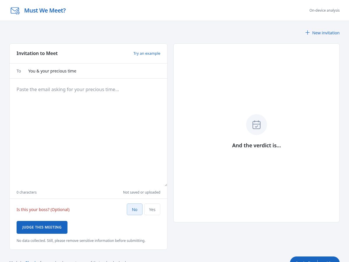 Landing-page snapshot of mustwemeet.app