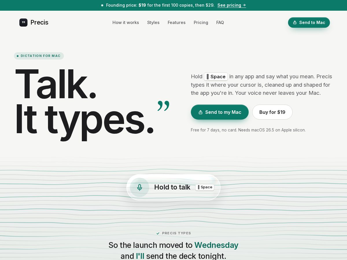 Landing-page snapshot of myprecis.app