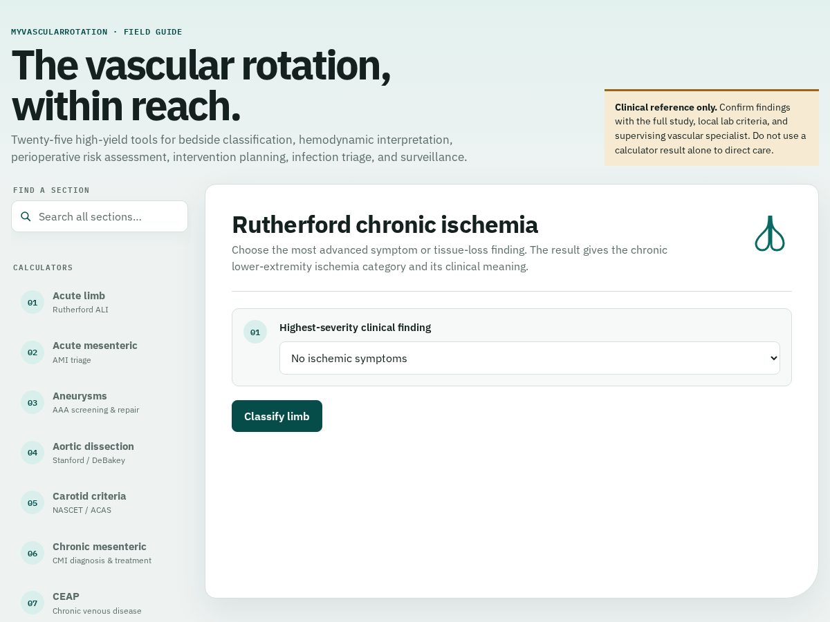 Landing-page snapshot of myvascularrotation.com