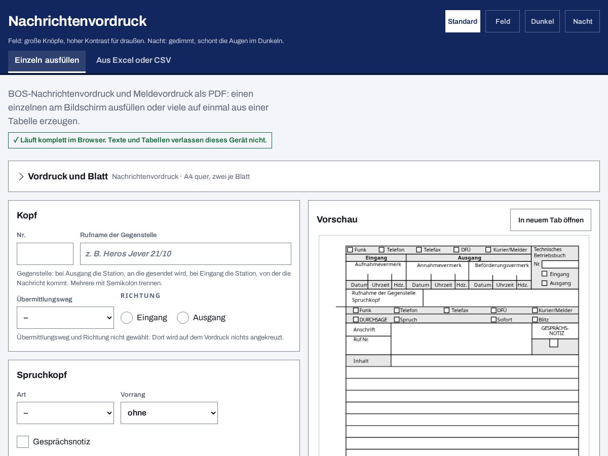 Landing-page snapshot of nachrichtenvordruck.app