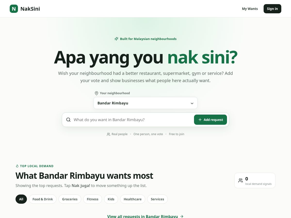 Landing-page snapshot of naksini.com