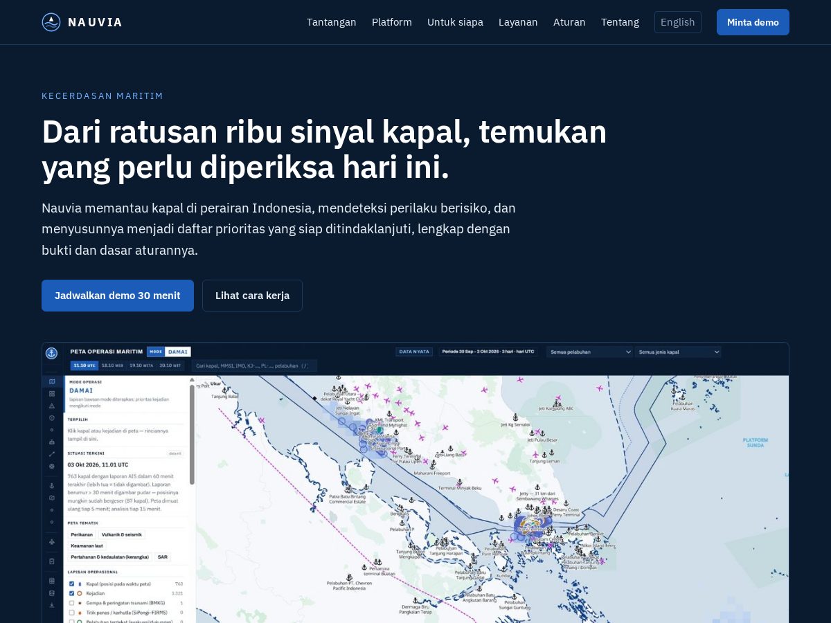 Landing-page snapshot of nauvia.app