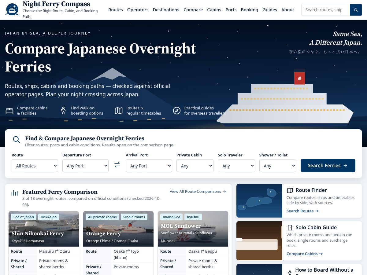 Landing-page snapshot of nightferrycompass.com