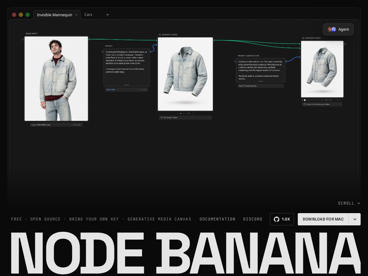 Landing-page snapshot of nodebanana.app