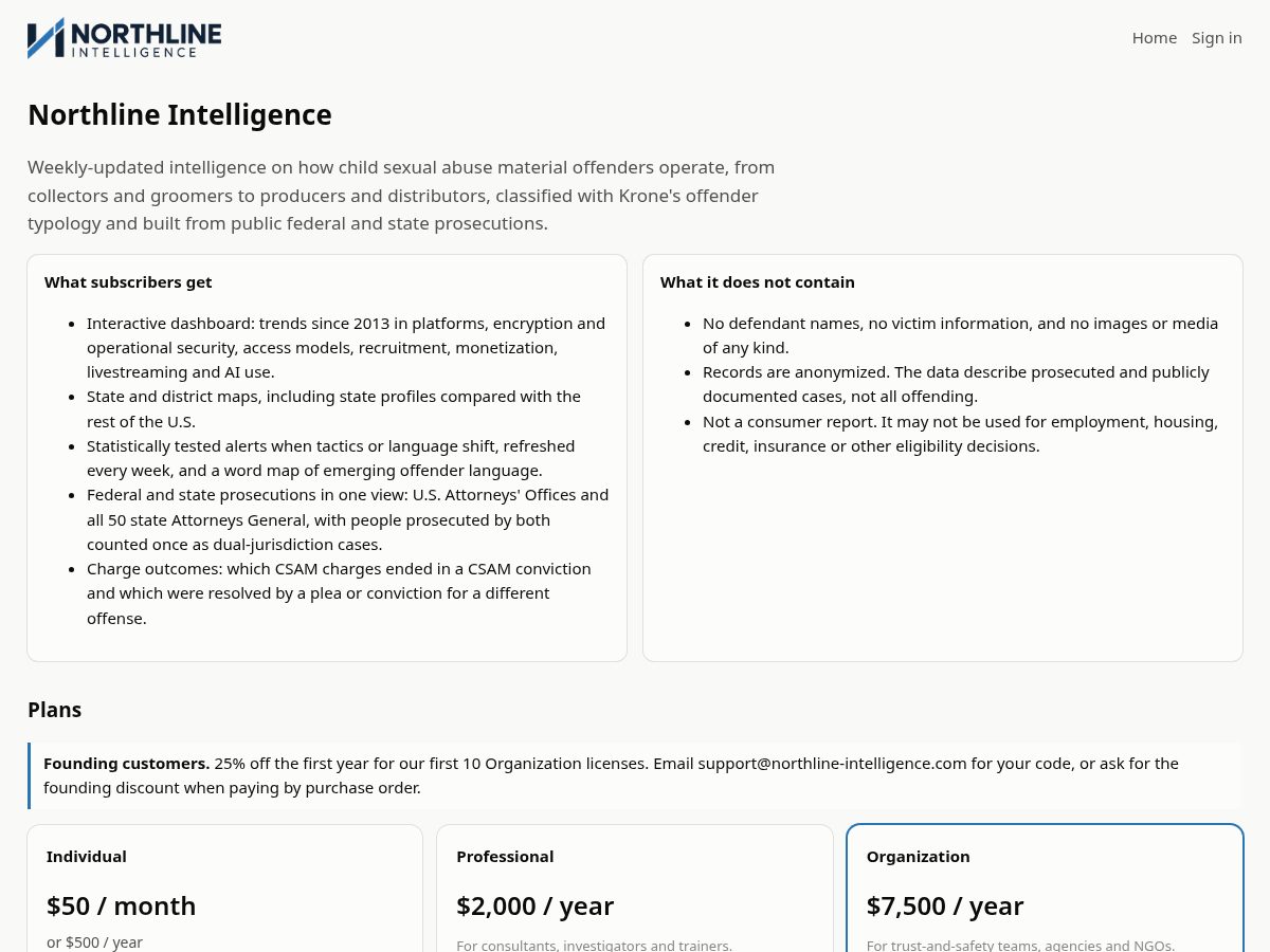 Landing-page snapshot of northline-intelligence.com