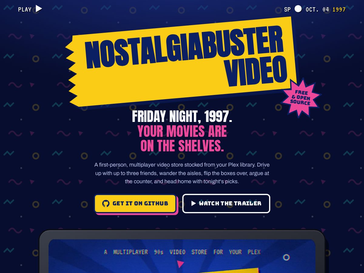 Landing-page snapshot of nostalgiavideo.app