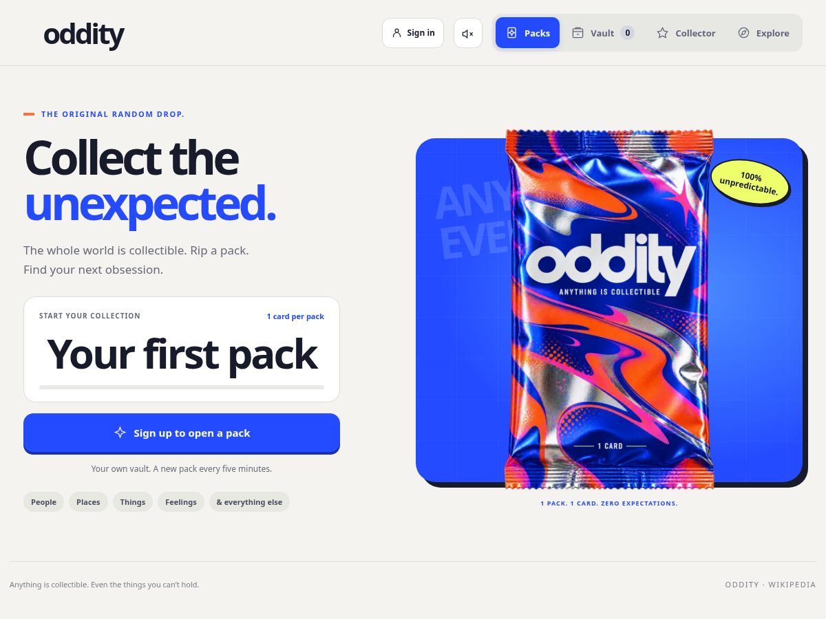 Landing-page snapshot of oddity.lol