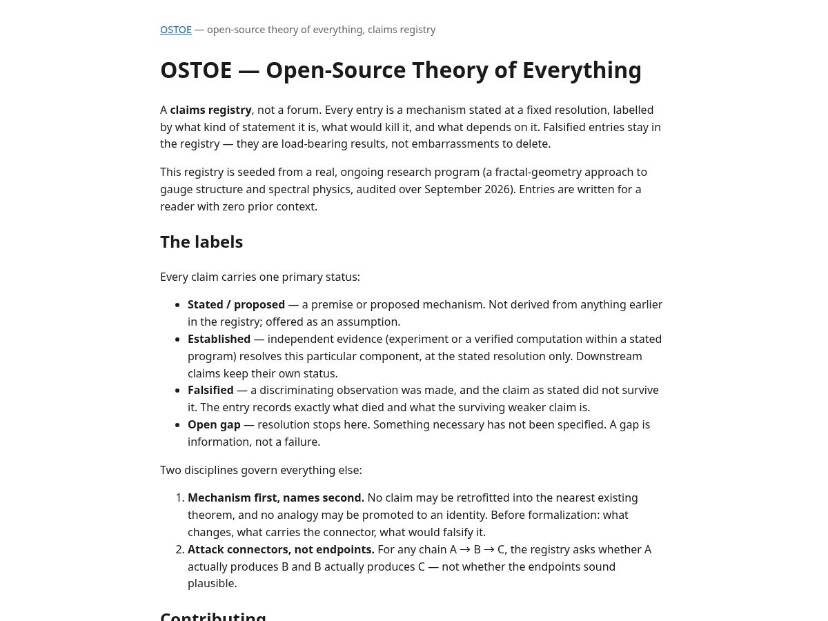 Landing-page snapshot of ostoe.com