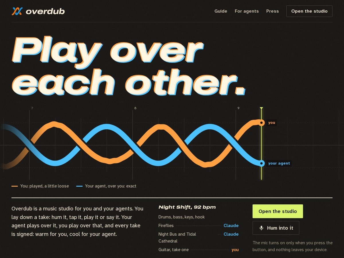 Landing-page snapshot of overdubstudio.com