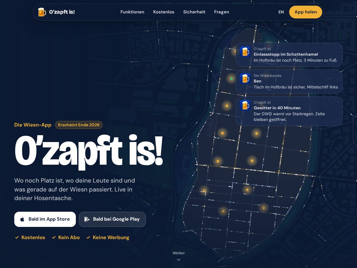 Landing-page snapshot of ozapftis.app