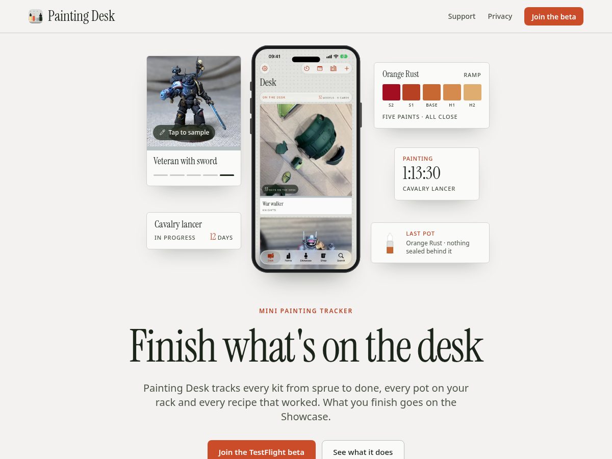 Landing-page snapshot of paintingdesk.app