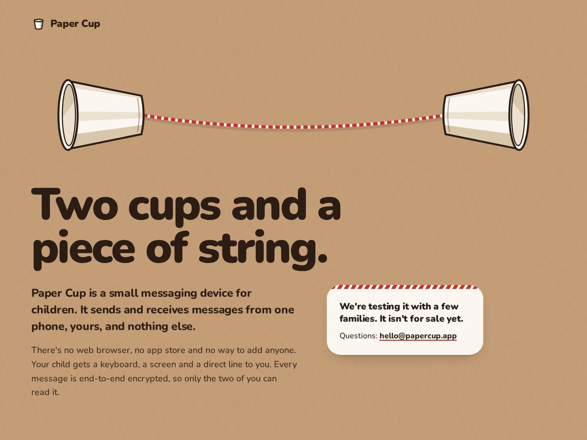 Landing-page snapshot of papercup.app