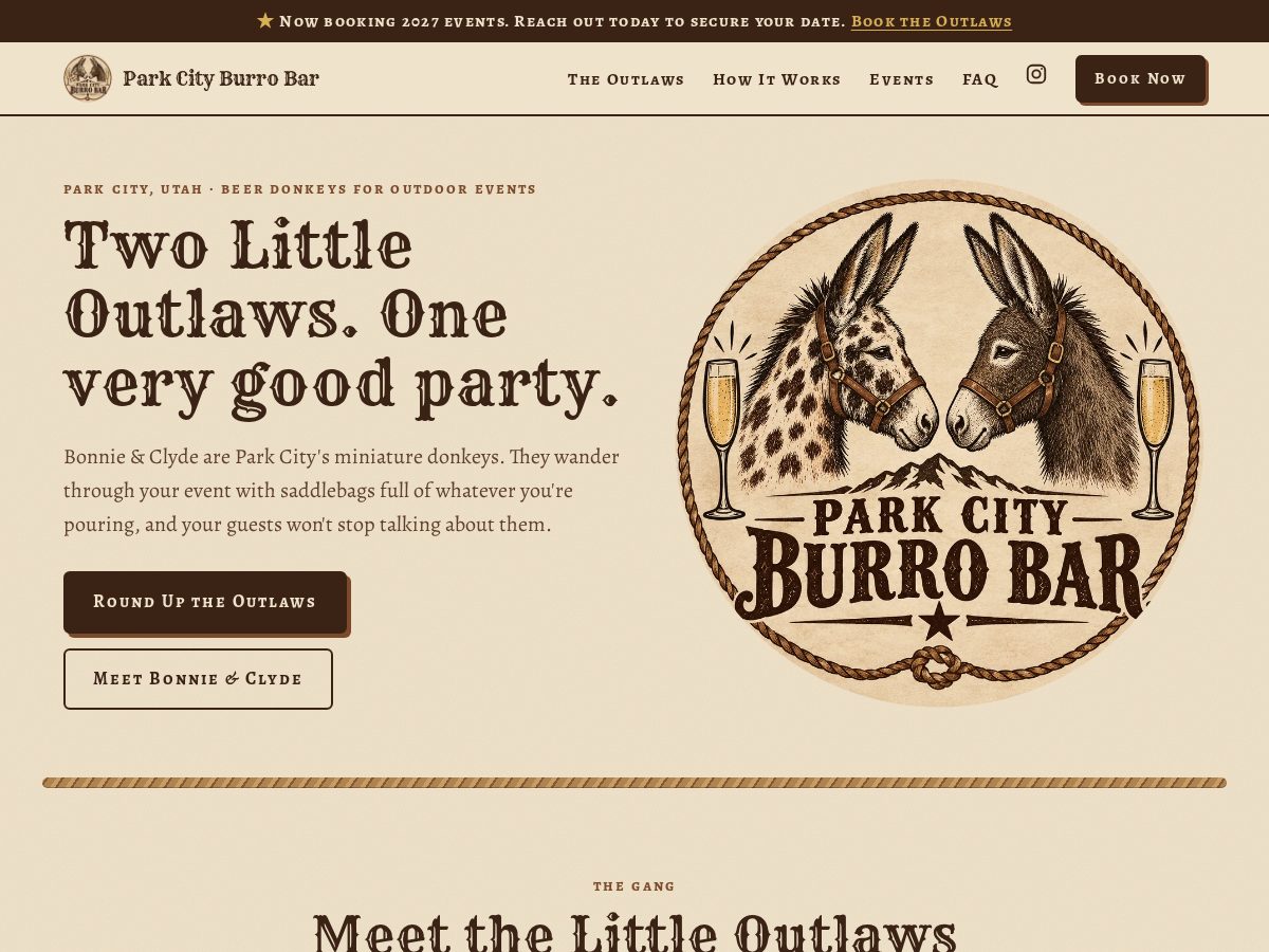 Landing-page snapshot of parkcitybeerdonkeys.com