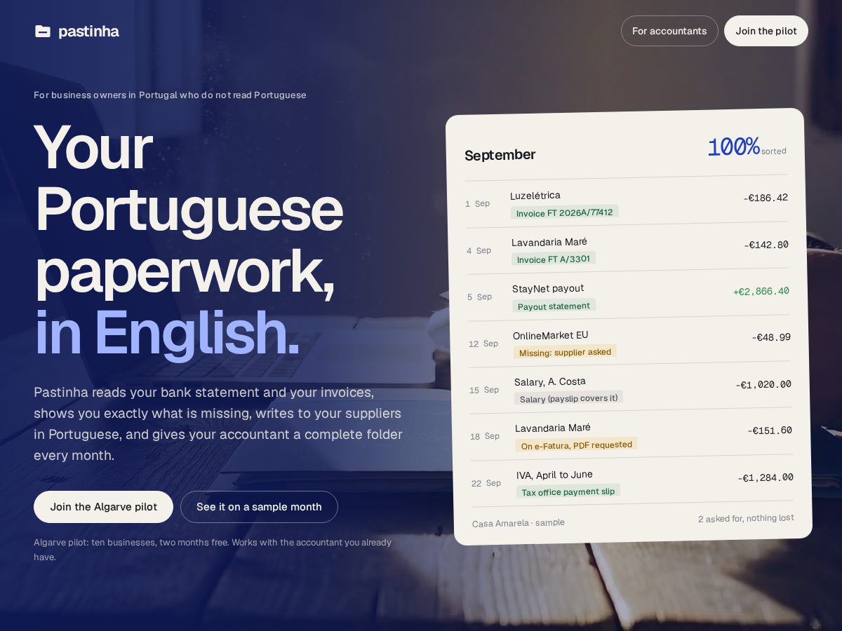 Landing-page snapshot of pastinha.app