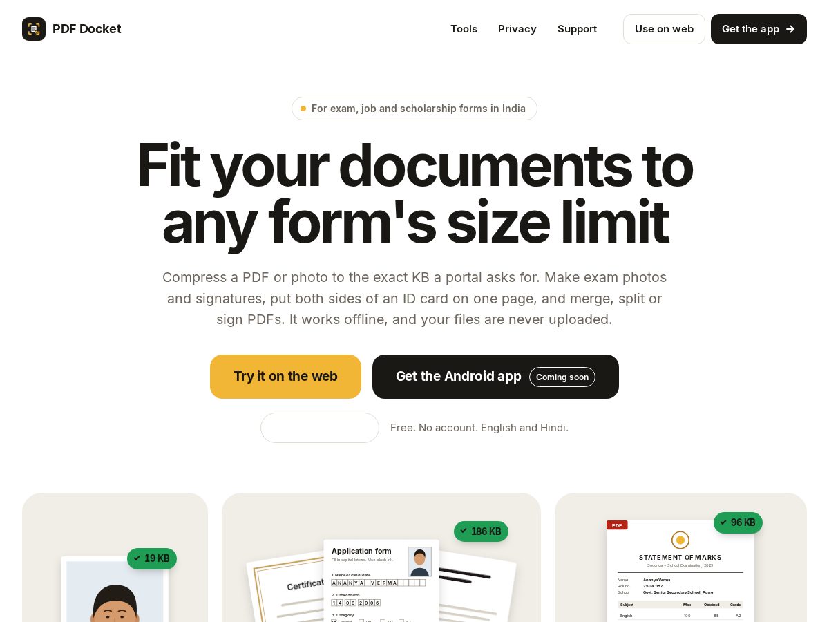 Landing-page snapshot of pdfdocket.online