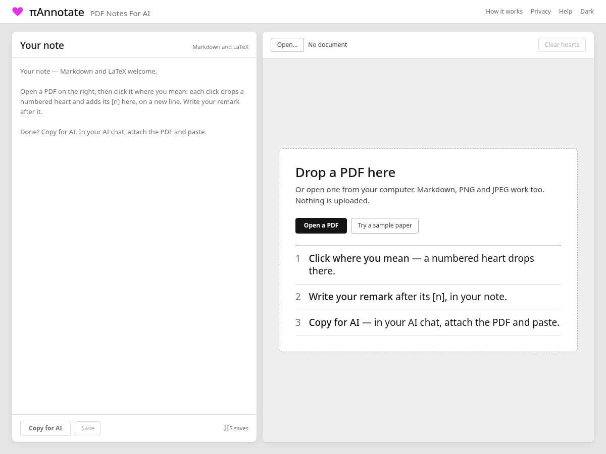 Landing-page snapshot of piannotate.com