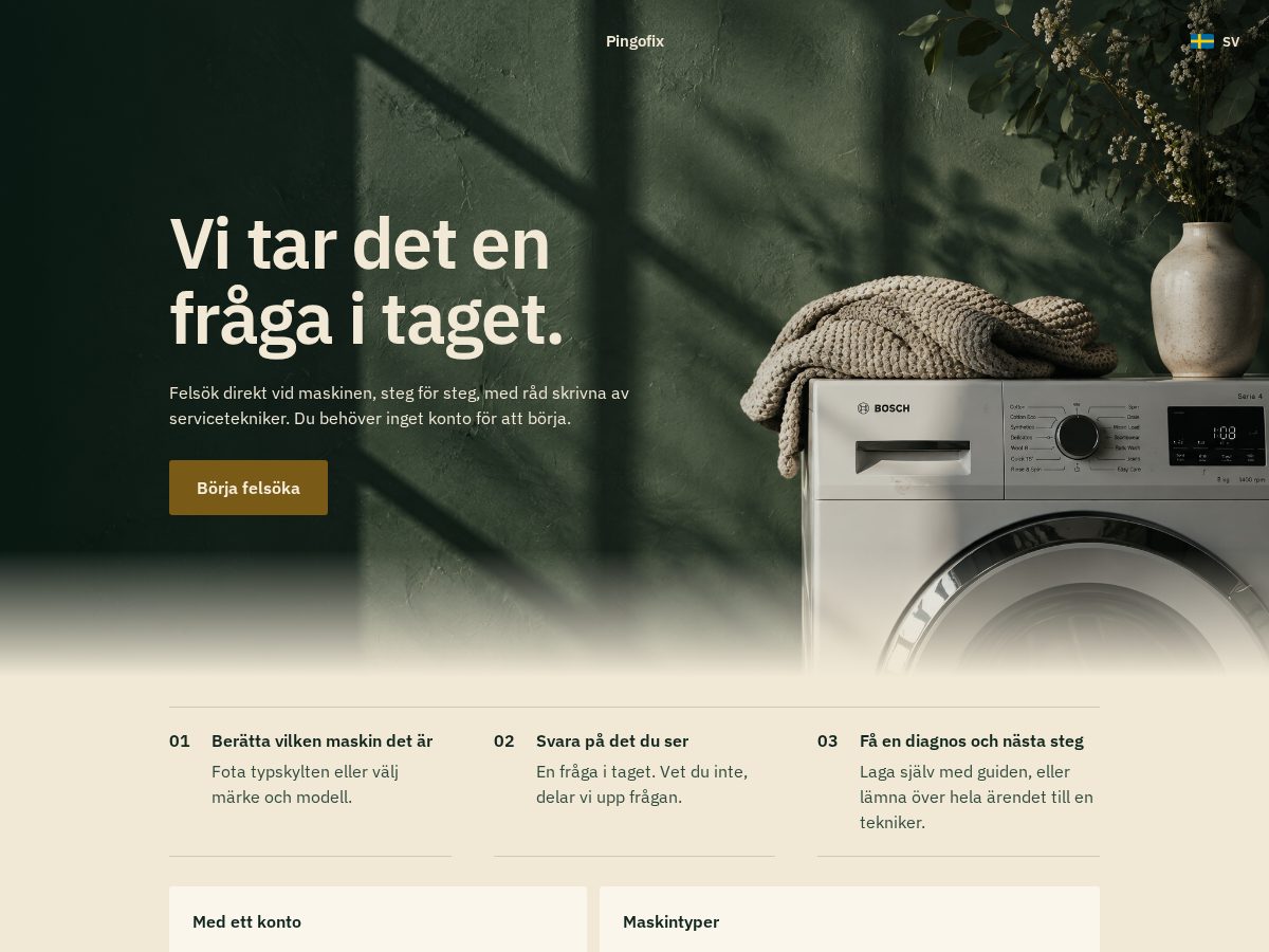 Landing-page snapshot of pingofix.com