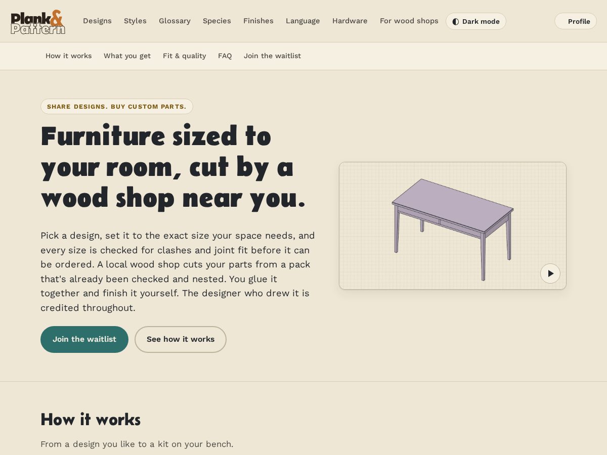 Landing-page snapshot of plankpattern.com