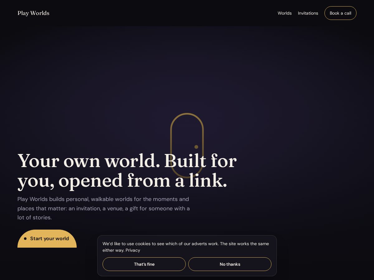 Landing-page snapshot of playworlds.app