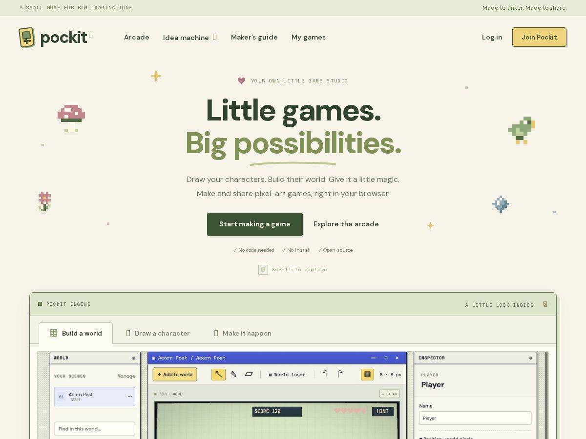 Landing-page snapshot of pockitengine.com