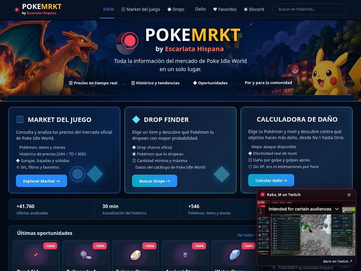 Landing-page snapshot of pokemrkt.com