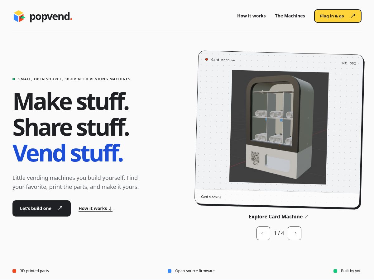 Landing-page snapshot of popvend.art