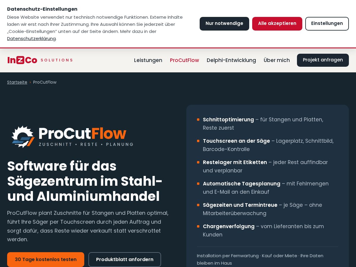 Landing-page snapshot of procutflow.com