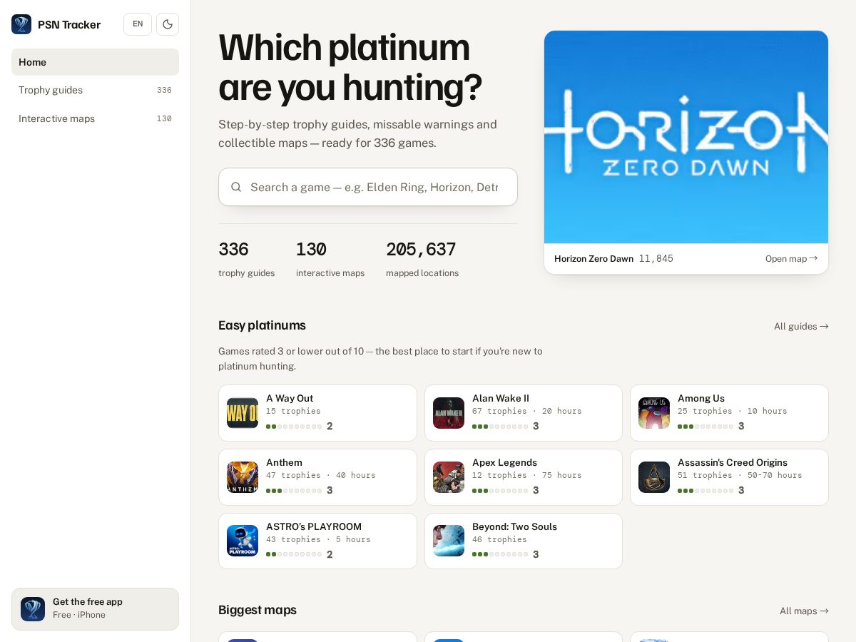 Landing-page snapshot of psntracker.app